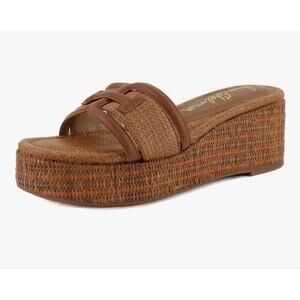 Sam Edelman Pauleena Platform Wedge Sandals Size 10 Brown Leather Woven Upper